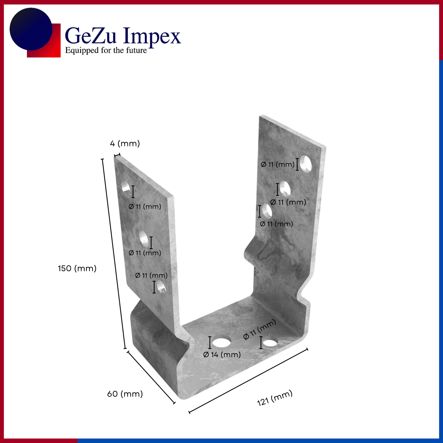 121 x 150 x 60 x 4 mm / Hot Dip Galvanized
