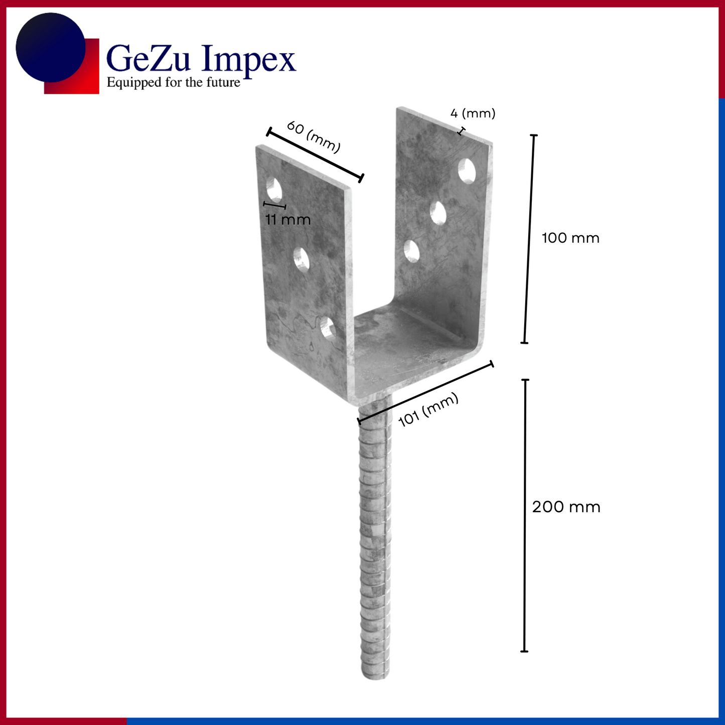 101 x 300 x 60 x 4 mm / Hot Dip Galvanized