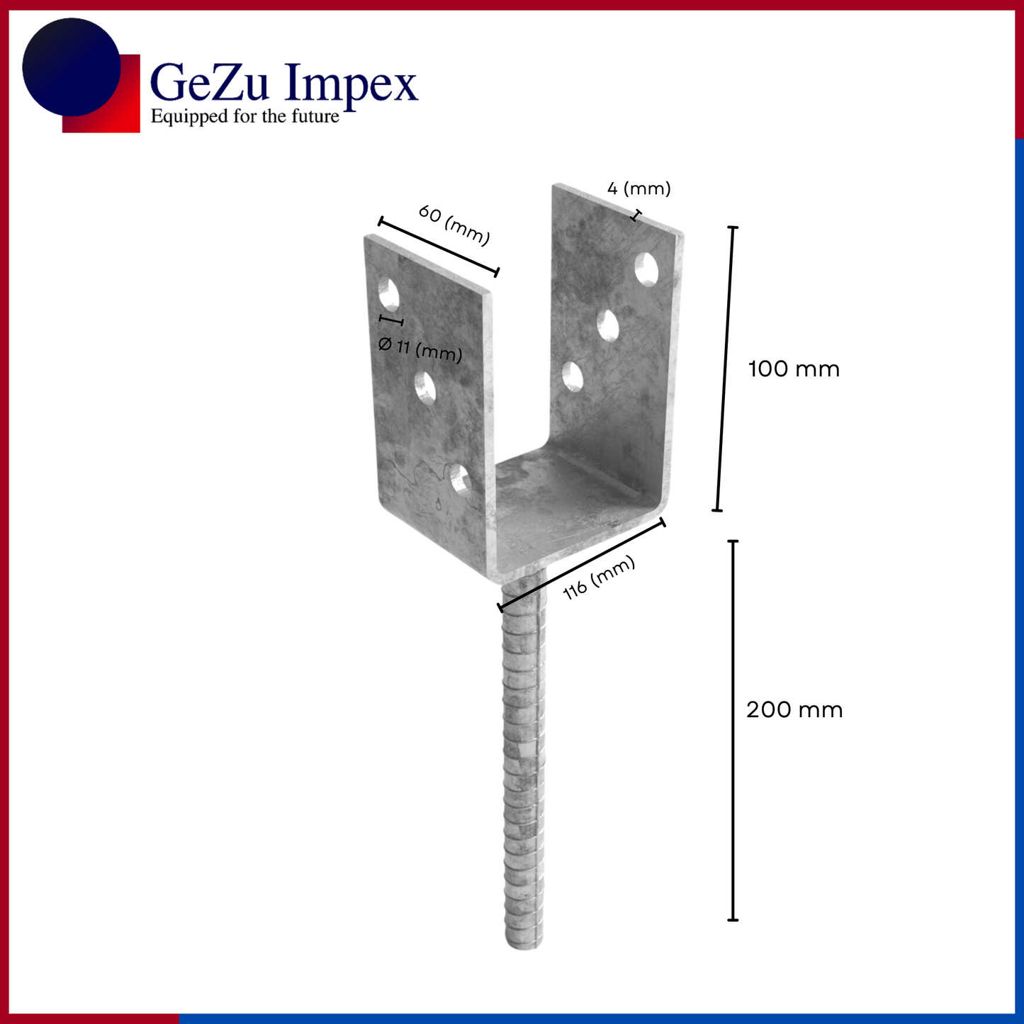 116 x 300 x 60 x 4 mm / Hot Dip Galvanized