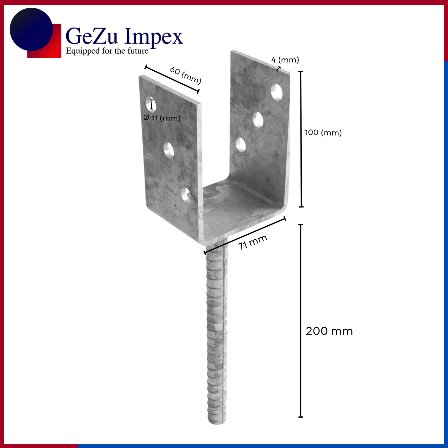71 x 300 x 60 x 4 mm / Hot Dip Galvanized