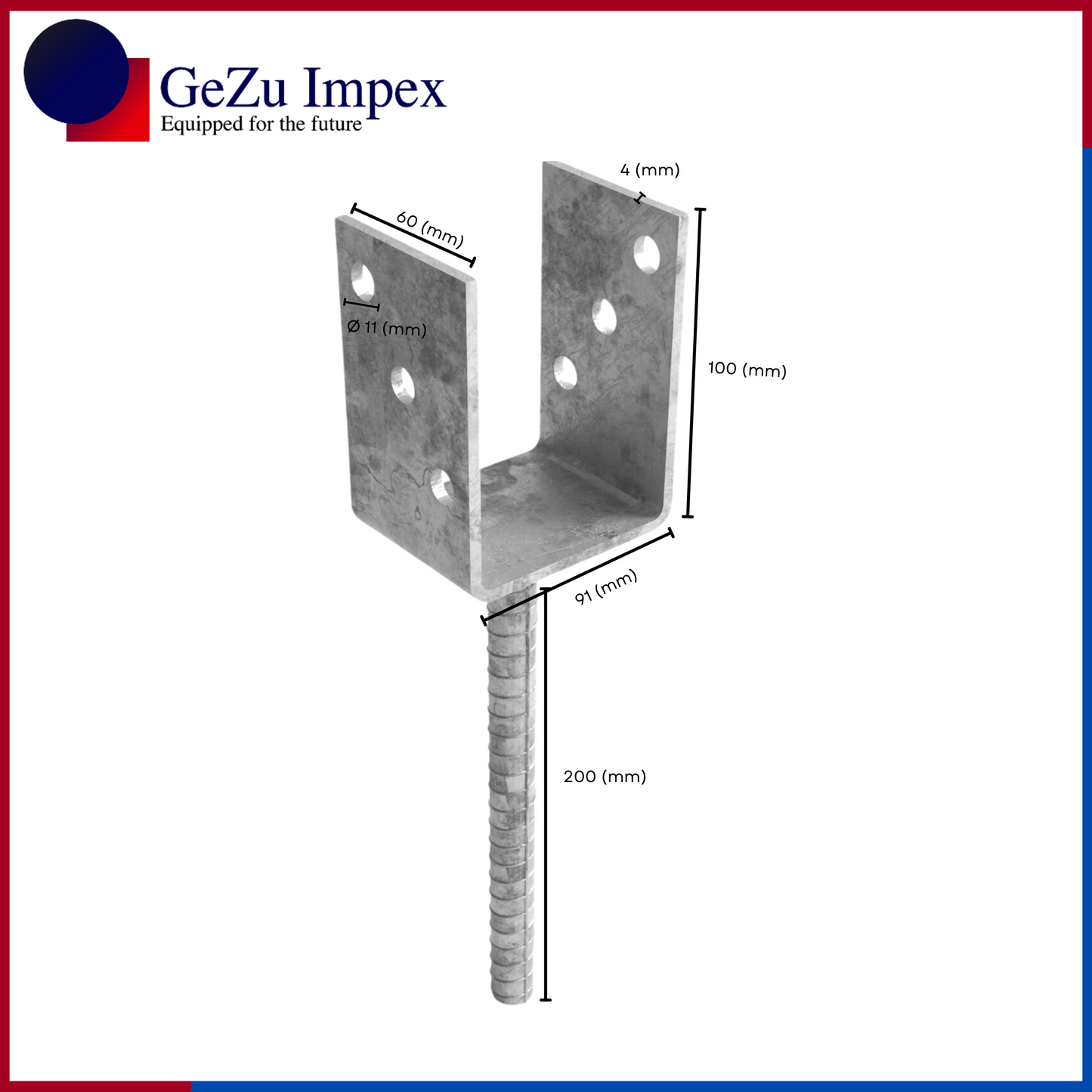 91 x 300 x 60 x 4 mm / Hot Dip Galvanized