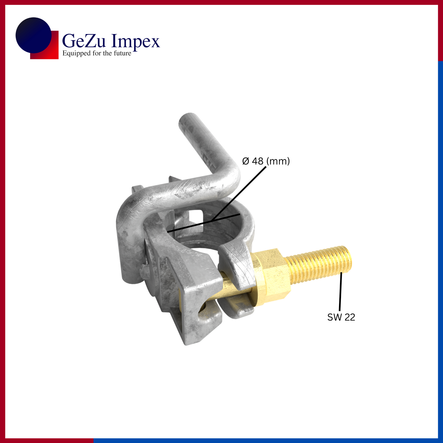 Scaffolding half coupler clamp with eye bolt hook