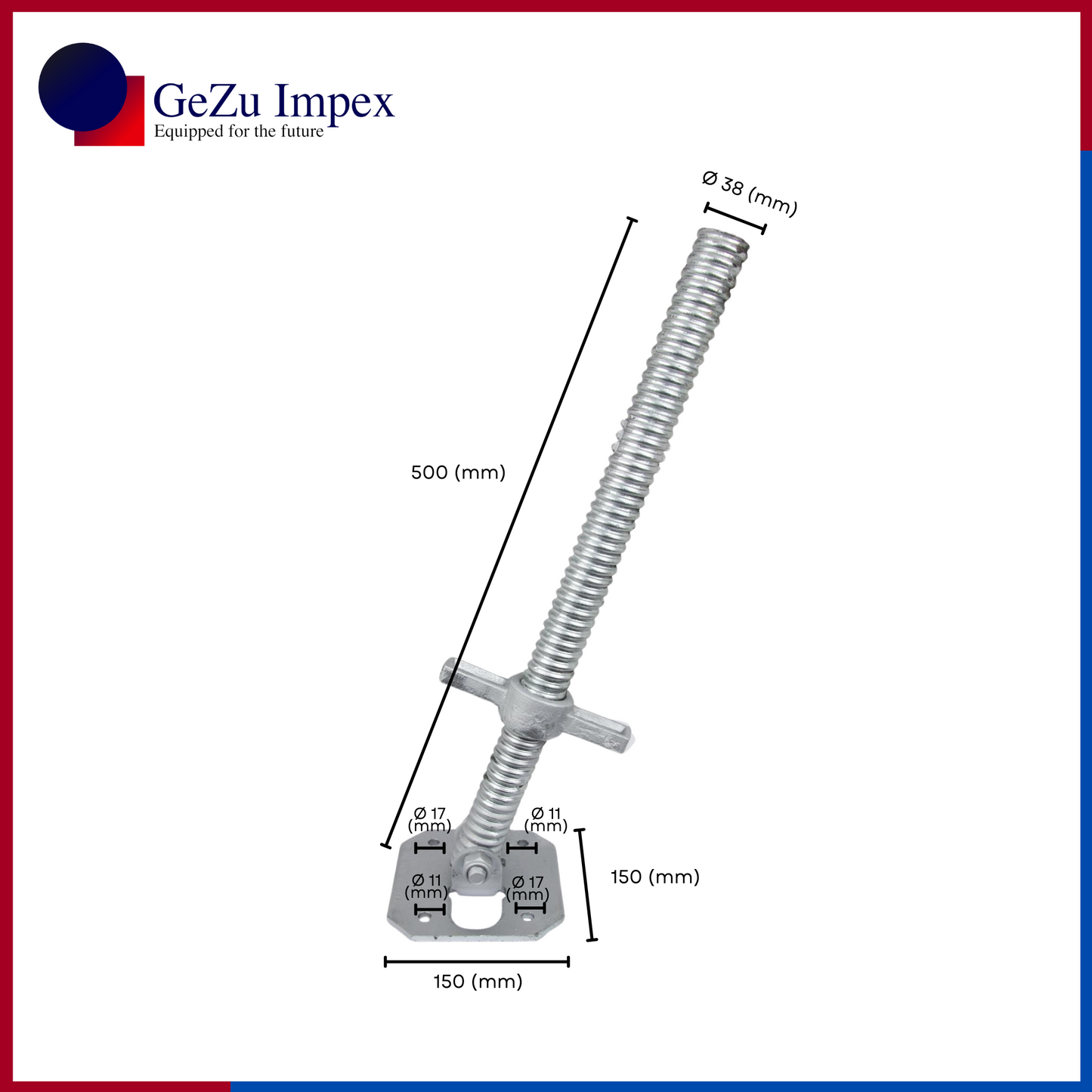 38 x 500 mm / Electroplated