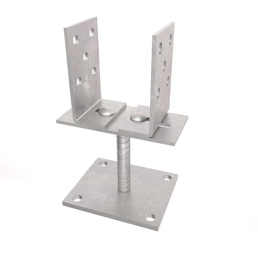 Supporto per Palo a U con Larghezza Regolabile con Piastra 100x100mm Zincato Elettroliticamente
