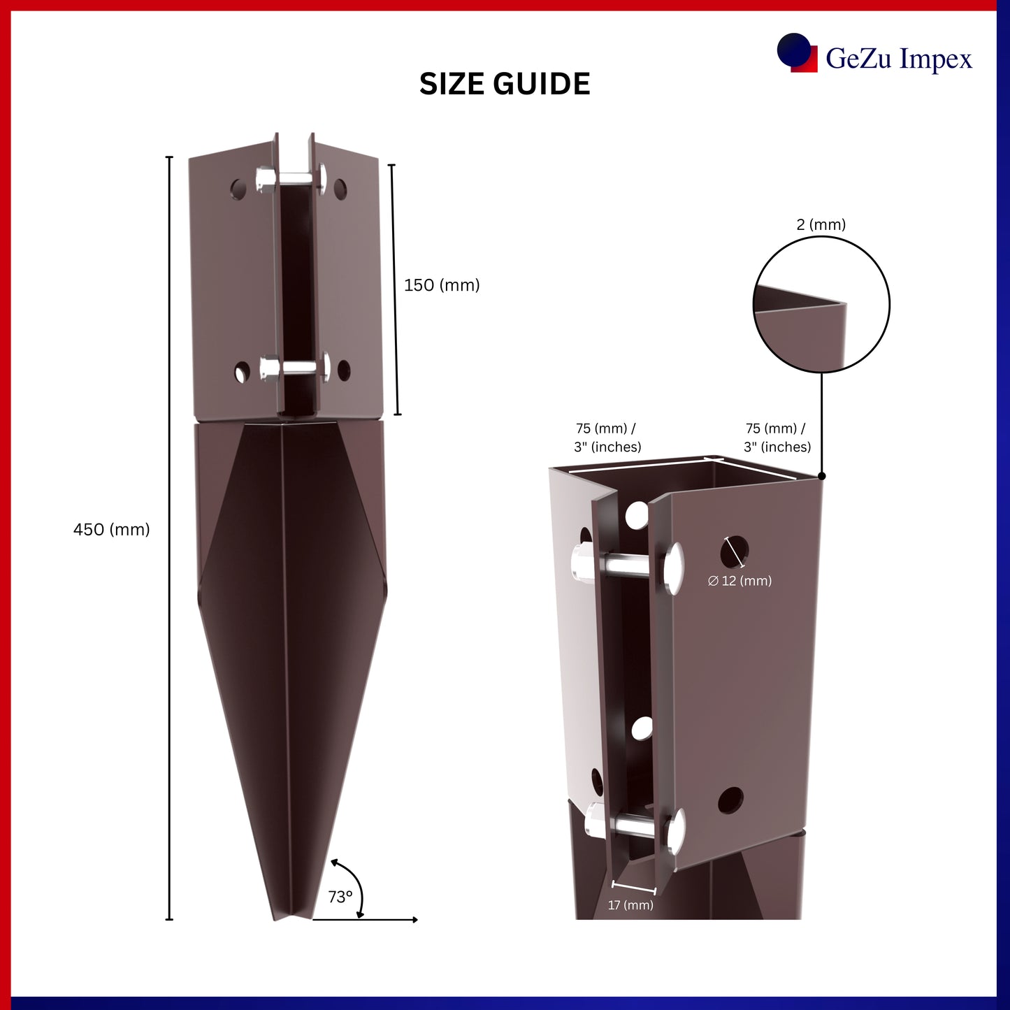 Swift Morsetto Sperone di Riparazione 75x75mm Rivestito a Polvere