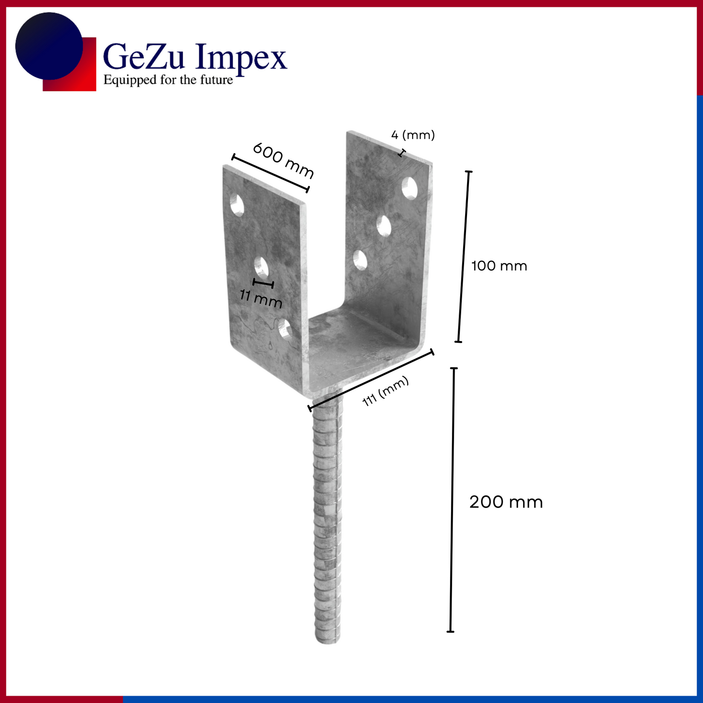 111 x 300 x 60 x 4 mm / Hot Dip Galvanized